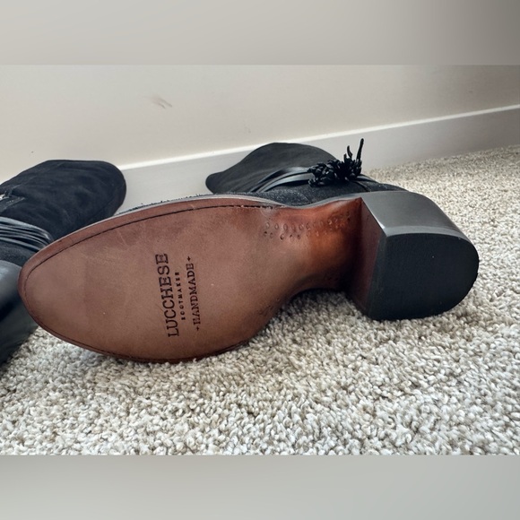 Luccese black suede tall boots with leather ankle tie size 9.5 - Picture 6 of 8